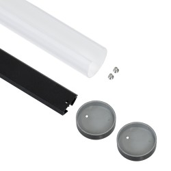 GLOBOSTAR® ALP-ROUND TUBIT 70854-1M Επιφανειακό & Κρεμαστό Προφίλ Αλουμινίου με Λευκό Γαλακτερό Πατητό Κάλυμμα για Ταινίες LED I
