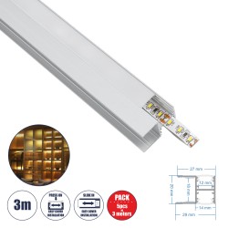 GLOBOSTAR® ALP-R-SHELF DODA 70814-3M Χωνευτό Προφίλ Αλουμινίου Ειδικό για Φωτισμό Ραφιού 18mm με Λευκό Γαλακτερό Πατητό Κάλυμμα 