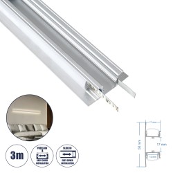 GLOBOSTAR® ALP-WALL-UPDOWN CONCEALED 70844-3M Επιφανειακό Προφίλ Αλουμινίου Ειδικό για Δημιουργία Κρυφού Φωτισμού Up & Down με Λ