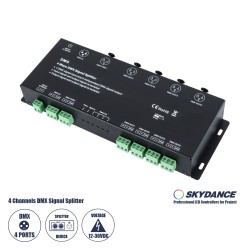 GloboStar® 73136 DMA SKYDANCE DC DMX512 Signal Splitter / Amplifier 4 Καναλιών DC 12-36V - IP20 Μ25.6 x Π9.2 x Υ3.8cm - 5 Χρόνια