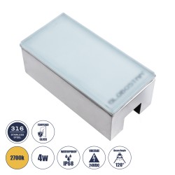 GLOBOSTAR® CYBOLITHOS 60949 Χωνευτό Αρχιτεκτονικο Φωτιστικό Σποτ Δαπέδου LED 4W 440lm 120° DC 24V Αδιάβροχο IP68 IK06 Θερμό Λευκ