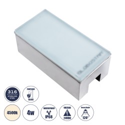 GLOBOSTAR® CYBOLITHOS 60950 Χωνευτό Αρχιτεκτονικο Φωτιστικό Σποτ Δαπέδου LED 4W 460lm 120° DC 24V Αδιάβροχο IP68 IK06 Φυσικό Λευ