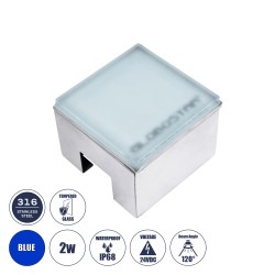 GLOBOSTAR® CYBOLITHOS 60946 Χωνευτό Αρχιτεκτονικο Φωτιστικό Σποτ Δαπέδου LED 2W 170lm 120° DC 24V Αδιάβροχο IP68 IK06 Μπλε Dimma