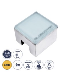 GLOBOSTAR® CYBOLITHOS 60365 Χωνευτό Αρχιτεκτονικο Φωτιστικό Σποτ Δαπέδου LED 2W 220lm 120° DC 24V Αδιάβροχο IP68 IK06 Θερμό Λευκ
