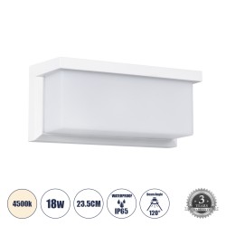 GLOBOSTAR® CITYSCAPE 60697 Μοντέρνο Φωτιστικό Τοίχου - Απλίκα LED 18W 1890lm 120° AC 220-240V Αδιάβροχο IP65 Φυσικό Λευκό 4500K 