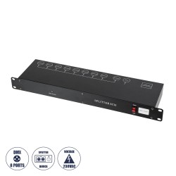 GloboStar® SPLITTER 51178 Διακλαδωτής & Ενισχυτής Σήματος DMX 8 Καναλιών - Rack Mount - AC 220-240V IP20 - Μ48 x Π17 x Υ4.5cm - 