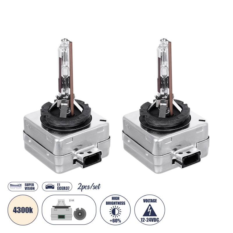 GloboStar® 84023 Λάμπες Αυτοκινήτου HID Xenon D1R Super Vision High Brightness +60% E1 ECER37 360° DC 12-24V IP20 Μ4 x Π5 x Υ8cm