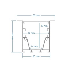 GLOBOSTAR® ALP-CORNER-SIDE90 RECESSA 61789 Χωνευτό Προφίλ Αλουμινίου Γωνία με Λευκό Γαλακτερό Πατητό Κάλυμμα για Ταινίες LED IP2
