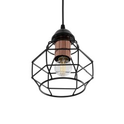 GLOBOSTAR® BUR 204-0180 Μοντέρνο Κρεμαστό Φωτιστικό Οροφής Μονόφωτο 1 x E27 AC 220-240V IP20 Μαύρο - Μ16 x Π16 x Υ19cm