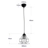 GLOBOSTAR® BUR 204-0180 Μοντέρνο Κρεμαστό Φωτιστικό Οροφής Μονόφωτο 1 x E27 AC 220-240V IP20 Μαύρο - Μ16 x Π16 x Υ19cm