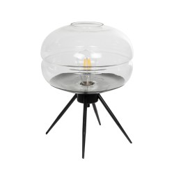GLOBOSTAR® JAVAN 999-0036 Μοντέρνο Επιτραπέζιο Φωτιστικό Πορτατίφ με Ντουί 1 x E27 AC 220-240V IP20 - Διάφανο & Μαύρο - Μ30 x Π3