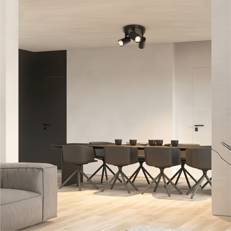 kelvo® SPOTA KLV-101-0144 Κινούμενο Φωτιστικό Σποτ Οροφής για 3 Λάμπες MR16 με Ντουί GU10 AC 220-240V IP20 - Μαύρο Ματ - Μ19 x Π