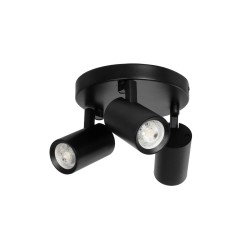 kelvo® SPOTA KLV-101-0144 Κινούμενο Φωτιστικό Σποτ Οροφής για 3 Λάμπες MR16 με Ντουί GU10 AC 220-240V IP20 - Μαύρο Ματ - Μ19 x Π