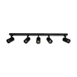 kelvo® SPOTA KLV-101-0142 Κινούμενο Φωτιστικό Σποτ Οροφής για 5 Λάμπες MR16 με Ντουί GU10 AC 220-240V IP20 - Μαύρο Ματ - Μ79.5 x