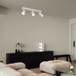 kelvo® SPOTA KLV-101-0139 Κινούμενο Φωτιστικό Σποτ Οροφής για 3 Λάμπες MR16 με Ντουί GU10 AC 220-240V IP20 - Λευκό Ματ - Μ48 x Π