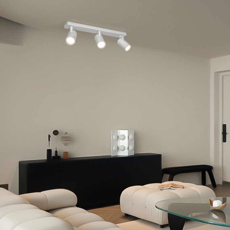 kelvo® SPOTA KLV-101-0139 Κινούμενο Φωτιστικό Σποτ Οροφής για 3 Λάμπες MR16 με Ντουί GU10 AC 220-240V IP20 - Λευκό Ματ - Μ48 x Π