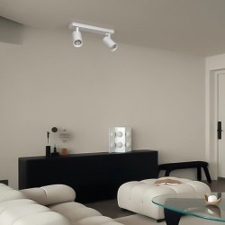 kelvo® SPOTA KLV-101-0137 Κινούμενο Φωτιστικό Σποτ Οροφής για 2 Λάμπες MR16 με Ντουί GU10 AC 220-240V IP20 - Λευκό Ματ - Μ30 x Π