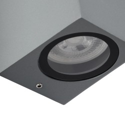 kelvo® BURANO KLV-101-0022 Φωτιστικό Τοίχου / Απλίκα για 2 Λάμπες MR16 με Ντουί GU10 AC 220-240V Αδιάβροχο IP65 - Γκρι Ανθρακί Μ