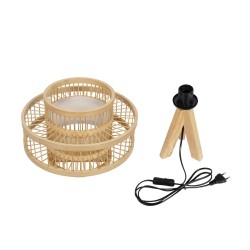 GLOBOSTAR® TULUM 01991 Boho Επιτραπέζιο Φωτιστικό Πορτατίφ με Ντουί 1 x E27 AC 220-240V IP20 - Μπεζ - Μ30 x Π30 x Υ41cm