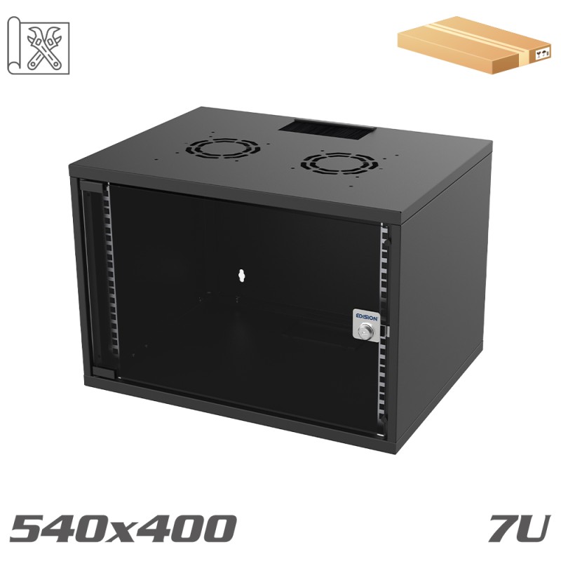 SOHO Επίτοιχη Kαμπίνα 19" 540x400 7U black "flat pack"