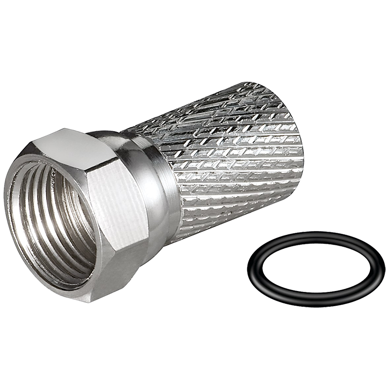 81018 Twist-On F plug 7.0mm, copper-nickel, big nut, water-repellent