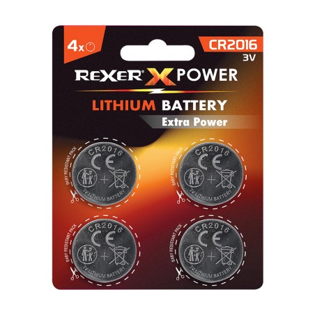 RXBA2-20164P Rexer Button Cell Batteries Lithium CR2016 3V 4pcs