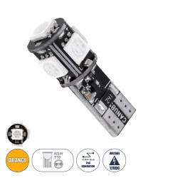 GloboStar® T10 W5W 08050 Λάμπα Αυτοκίνητου LED 2rd Generation Can-Bus Series 5xSMD5050 2.30W 240lm 360° DC 12V IP20 Φ1.1 x Υ2.7c