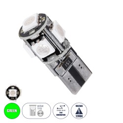 GloboStar® T10 W5W 25001 Λάμπα Αυτοκίνητου LED 2rd Generation Can-Bus Series 5xSMD5050 2.30W 240lm 360° DC 12V IP20 Φ1.1 x Υ2.7c